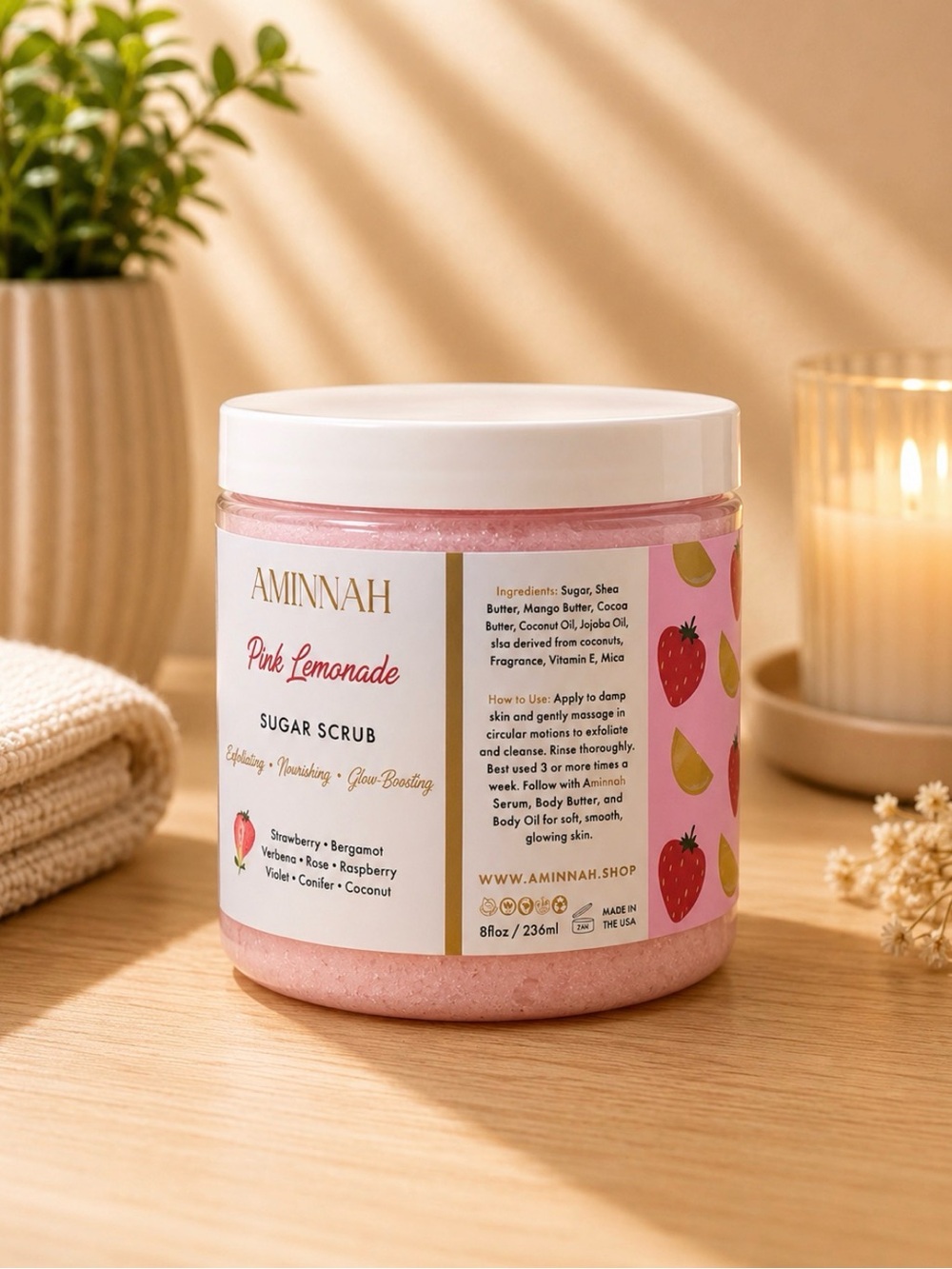 AMINNAH (NWT) Pink Lemonade Whipped Body Butter & Sugar Scrub - Picture 3 of 3